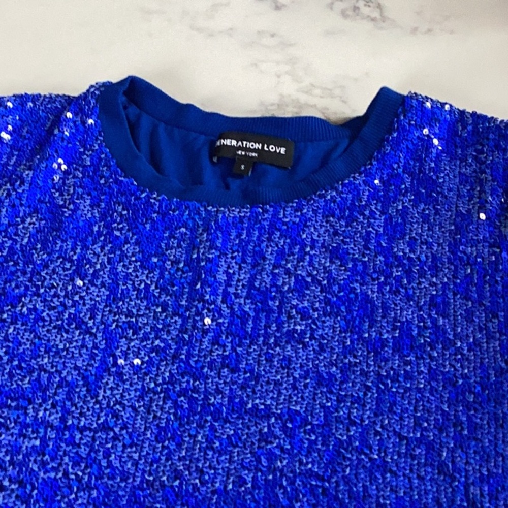 Generation Love Blue Sequin Top